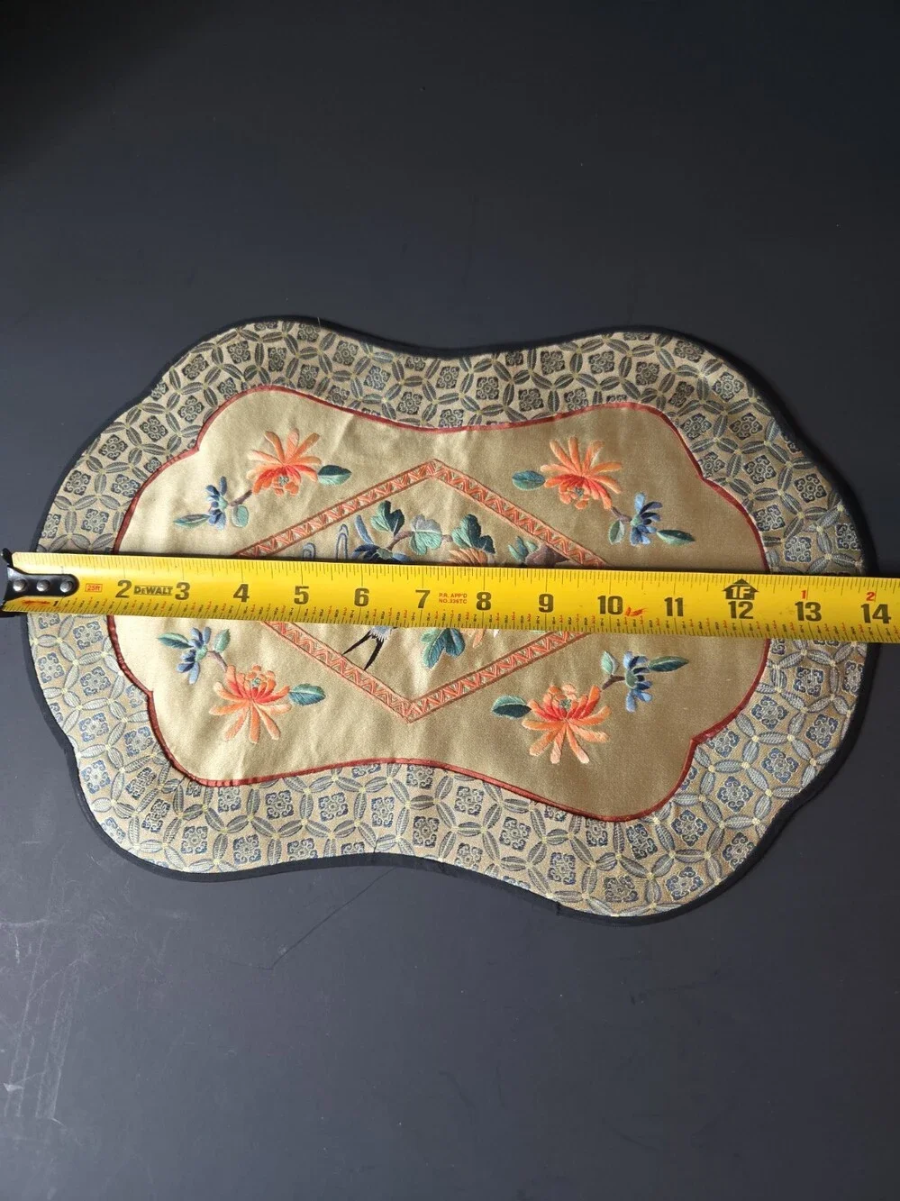 Vintage Chinese Embroidered Silk Bird , Butterfly, Flower detail (3) place mats
